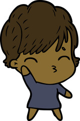 cartoon woman thinking