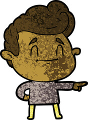 happy cartoon man pointing