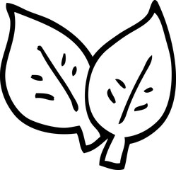 line drawing cartoon autumn leaves