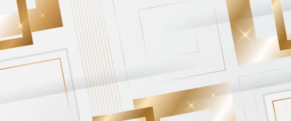 Foto op Aluminium White and gold background abstract art vector with shapes Minimalist modern graphic design element cutout style concept for banner, flyer, card, or brochure cover © TitikBak