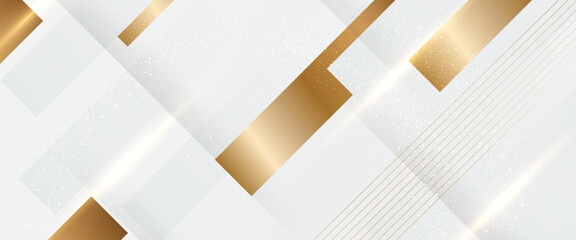 White and gold vector modern abstract background with shapes Minimalist modern graphic design element cutout style concept for banner, flyer, card, or brochure cover