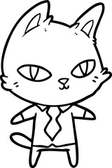 cartoon cat in office clothes