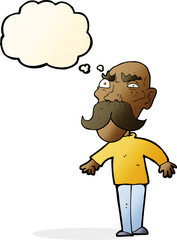 cartoon angry old man with thought bubble