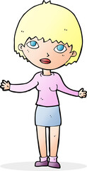cartoon woman shrugging