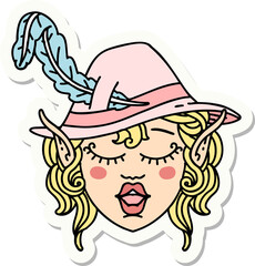 sticker of a elf bard character face