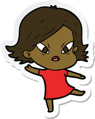 sticker of a cartoon stressed woman