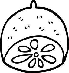 line drawing cartoon lemon fruit