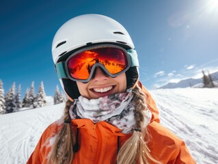 Fototapeta na wymiar snowboarder couple smiling happy, winter glasses