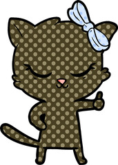 cute cartoon cat with bow