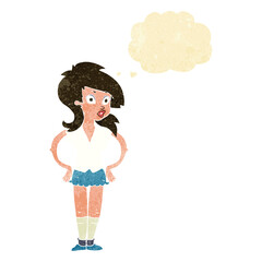 cartoon pretty woman with thought bubble