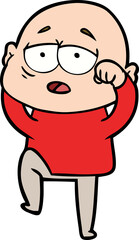 cartoon tired bald man