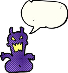 freehand drawn comic book speech bubble cartoon little alien
