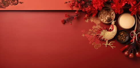 Chinese oriental style, Chinese new year in red and gold. Chinese festive celebration.