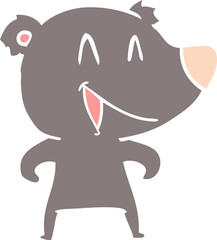 laughing bear flat color style cartoon
