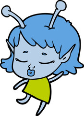 cute alien girl cartoon