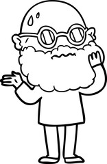 cartoon worried man with beard and sunglasses