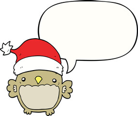 cute christmas owl with speech bubble