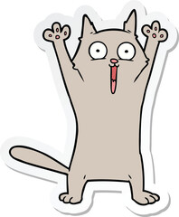 sticker of a cartoon happy cat