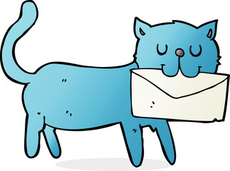cartoon cat carrying letter