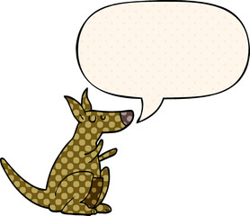 cartoon kangaroo with speech bubble in comic book style