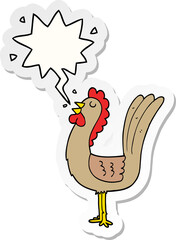 cartoon rooster with speech bubble sticker