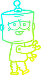 cold gradient line drawing of a cartoon robot