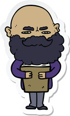 sticker of a cartoon man with beard frowning