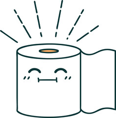 illustration of a traditional tattoo style toilet paper character