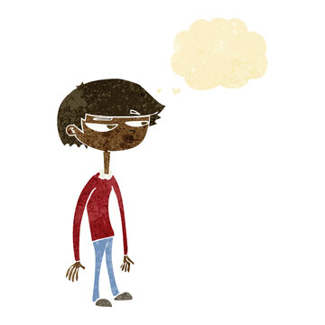 recommend clip art: cartoon suspicious boy with thought bubble