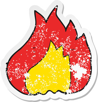 retro distressed sticker of a cartoon flame