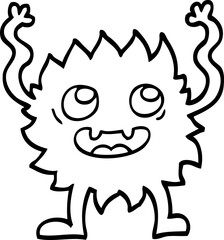 black and white cartoon funny furry monster