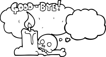 freehand drawn thought bubble cartoon goodbye sign