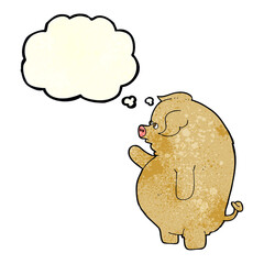 cartoon fat pig with thought bubble