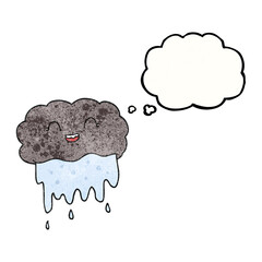 freehand drawn thought bubble textured cartoon rain cloud