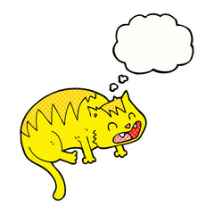 freehand drawn thought bubble cartoon cat
