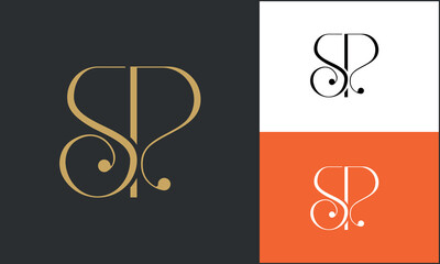 SP or PS Alphabet letters logo monogram - obrazy, fototapety, plakaty