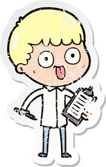 Obraz premium distressed sticker of a cartoon man staring