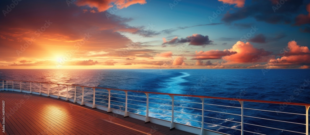 Poster Oceanic cruise sunset view Copy space image Place for adding text or design
