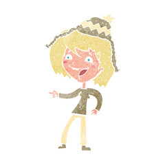 cartoon woman wearing hat