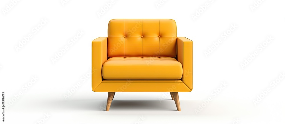 Poster modern sofa chair depicted in 3d on white background copy space image place for adding text or desig