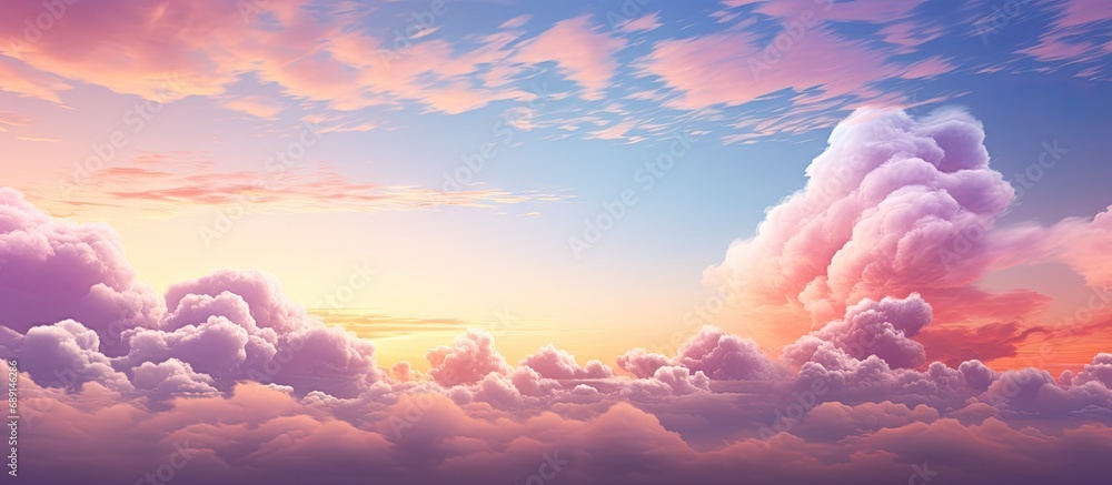Aufkleber Gorgeous sunset with pink clouds on a colorful cloudy sky Copy space image Place for adding text or design