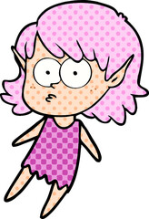 cartoon elf girl floating