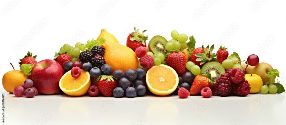Poster assorted fresh fruit copy space image place for adding text or design
