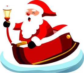 Happy Santa claus riding the sleigh, Santa claus, Chirstmas, X'mas, clipart, cartoon character, Vector illustration, Flat cartoon style.
