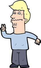 cartoon man giving peace sign