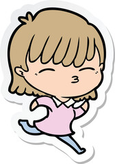 sticker of a cartoon woman