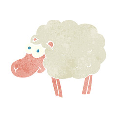 funny freehand retro cartoon sheep