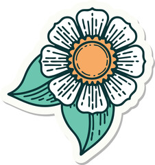 sticker of tattoo in traditional style of a flower