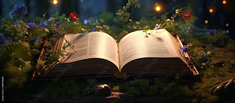 Poster antique enchanted storybook copy space image place for adding text or design