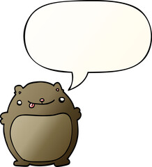 cartoon bear with speech bubble in smooth gradient style